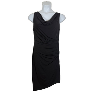 Sam Edelman Black Cowl Neckline Ruching Side Jersey Bodycon Midi Dress 113 114